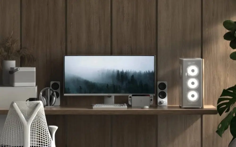 Кутия AeroCool D501A White Addressable RGB Wood Case ATX