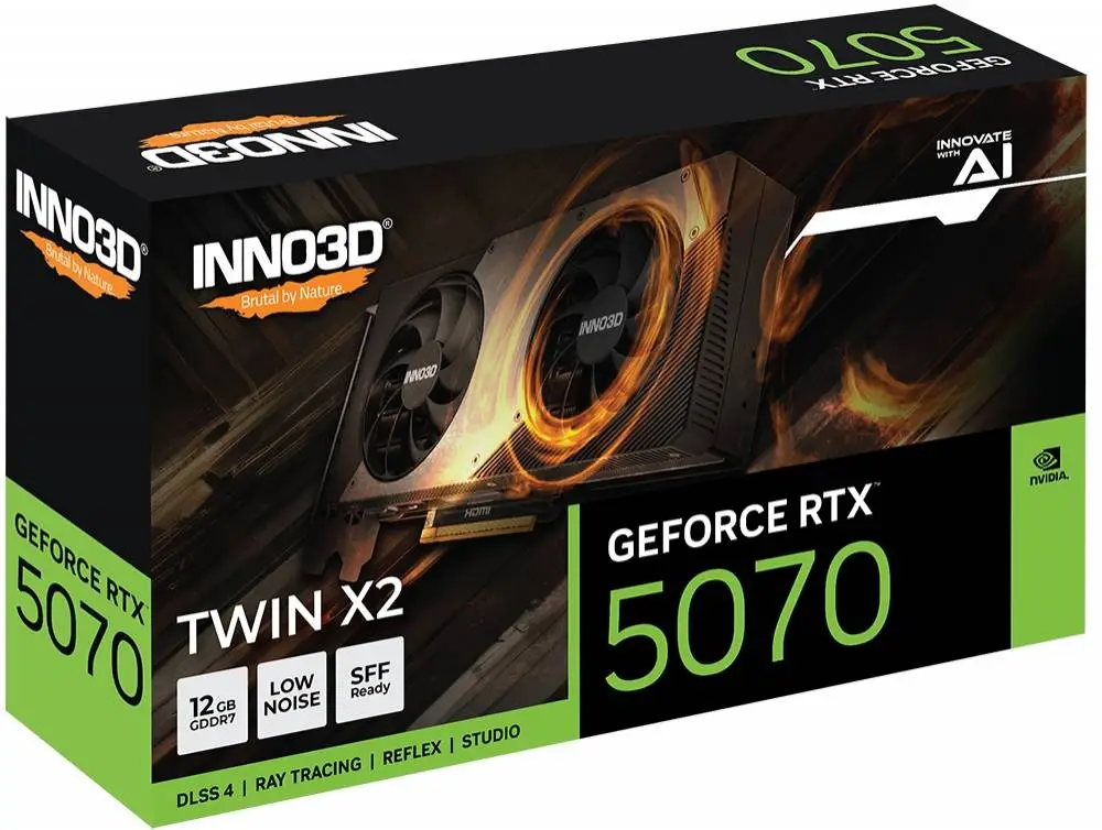 Видео карта Inno3D GeForce RTX 5070 12GB GDDR7 Twin X2 - N50702-12D7-195064N