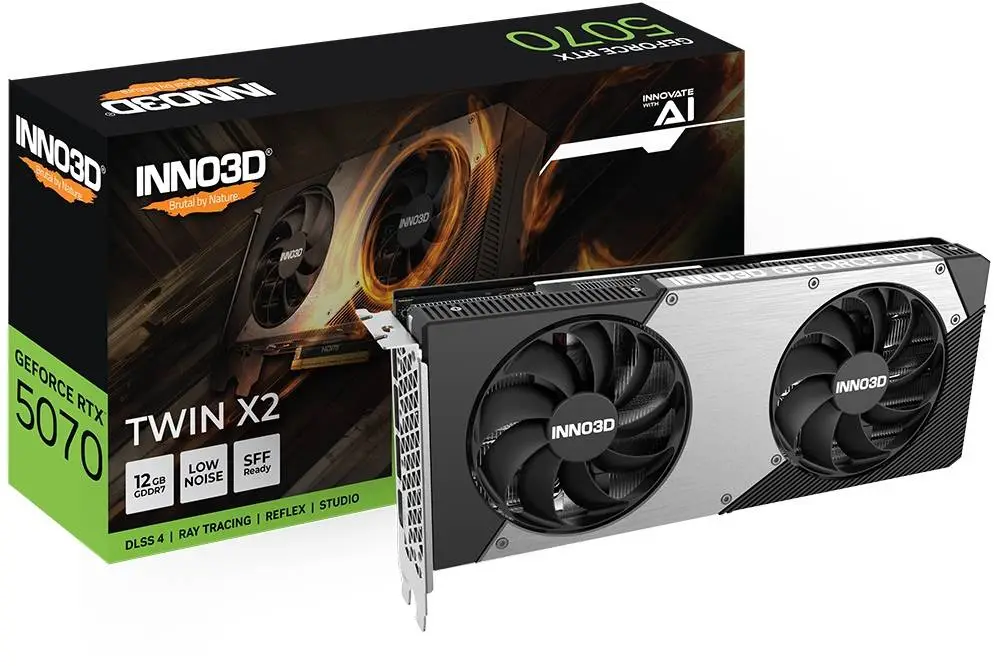 Видео карта Inno3D GeForce RTX 5070 12GB GDDR7 Twin X2 - N50702-12D7-195064N