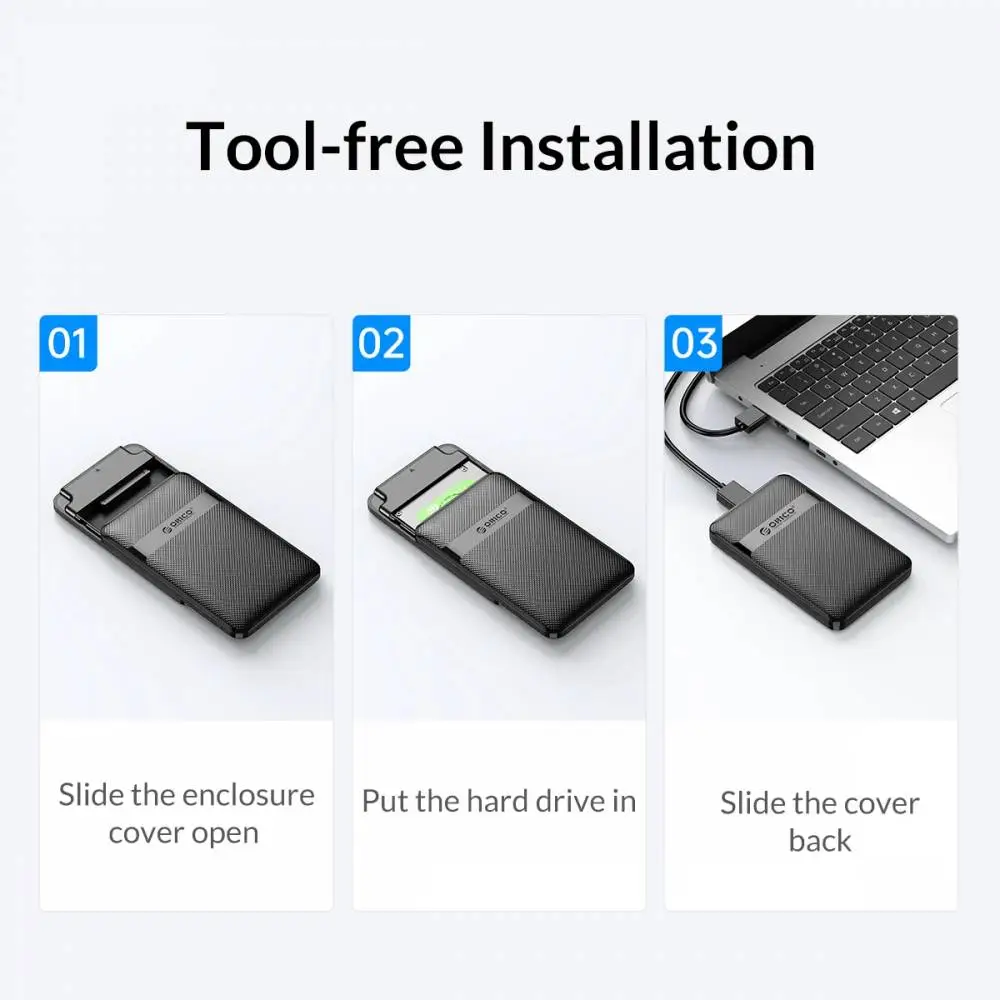 Orico кутия за диск Storage - Case - 2.5 inch USB-C - 2577C3-V1-BK