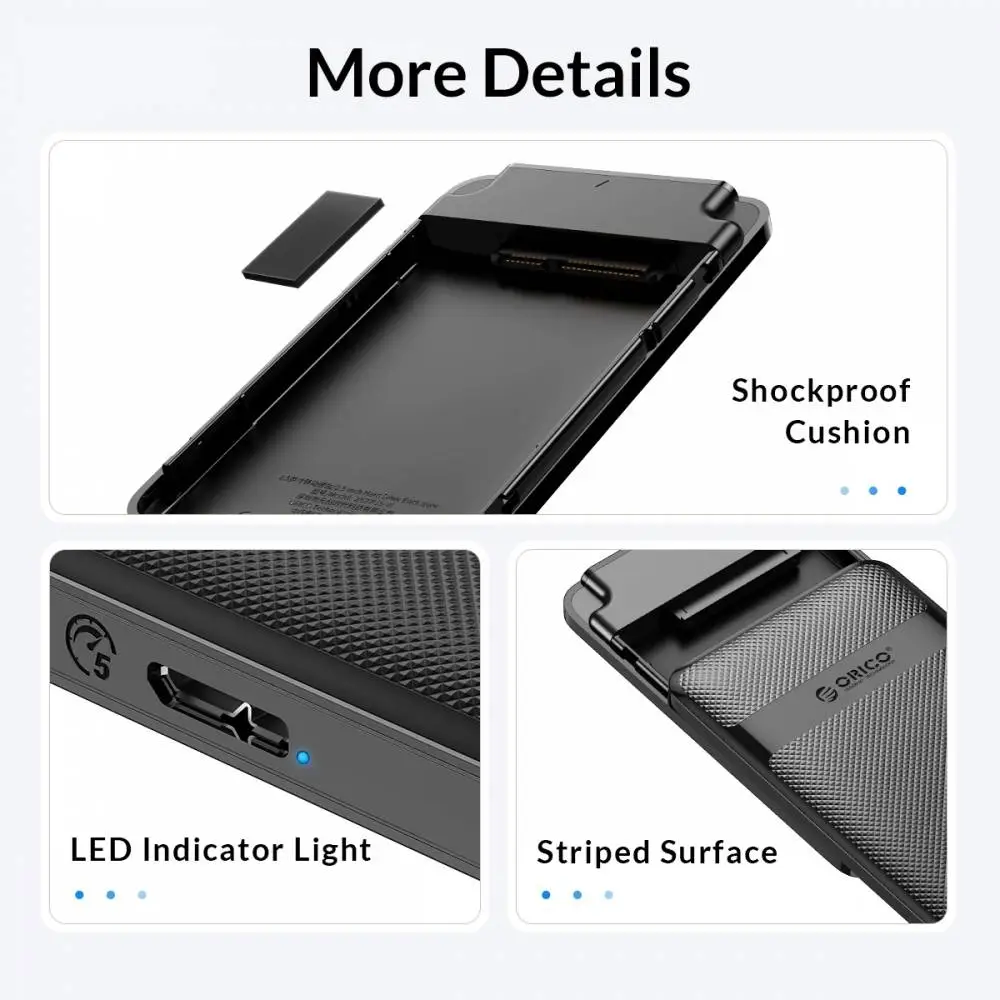 Orico кутия за диск Storage - Case - 2.5 inch USB-C - 2577C3-V1-BK