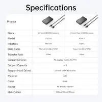 Orico кутия за диск Storage - Case - 2.5 inch USB-C - 2577C3-V1-BK
