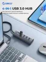 Orico хъб HUB USB3.0 4 port, Aluminium, Grey - PDD4U-U3-015-GY