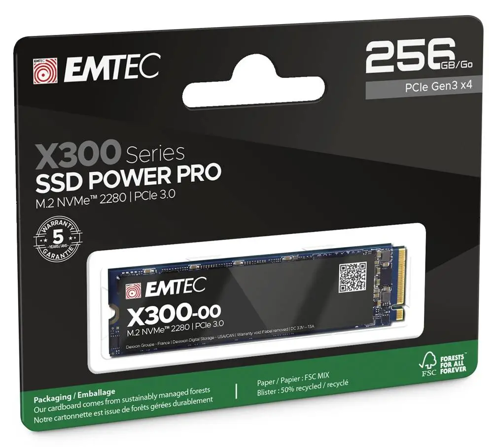 Диск SSD EMTEC X300 256GB M.2 2280 NVMe PCIe Gen3x4 - ECSSD256GX300