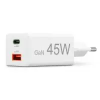 HAMA Бързо мини зарядно, 45 W, 1x USB-C - 1x USB-A, PD, бяло