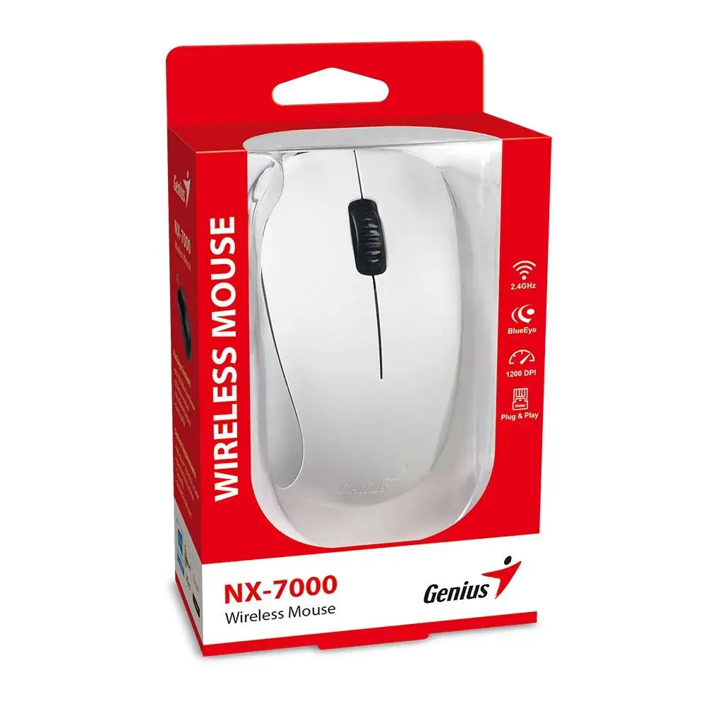 Genius безжична мишка Wireless Mouse - NX-7000 White - 2.4GHz
