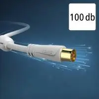HAMA Коаксиален антенен кабел, позлатен, 1,5 м, 100 dB