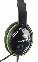 Genius слушалки с микрофон Headset HS-400A - 3.5 mm, Mic, Black/Green
