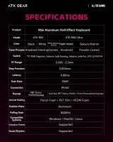 Геймърска механична клавиатура ATK RS6 - 8K, Gateron Jade Pro Switches [Linear] - White