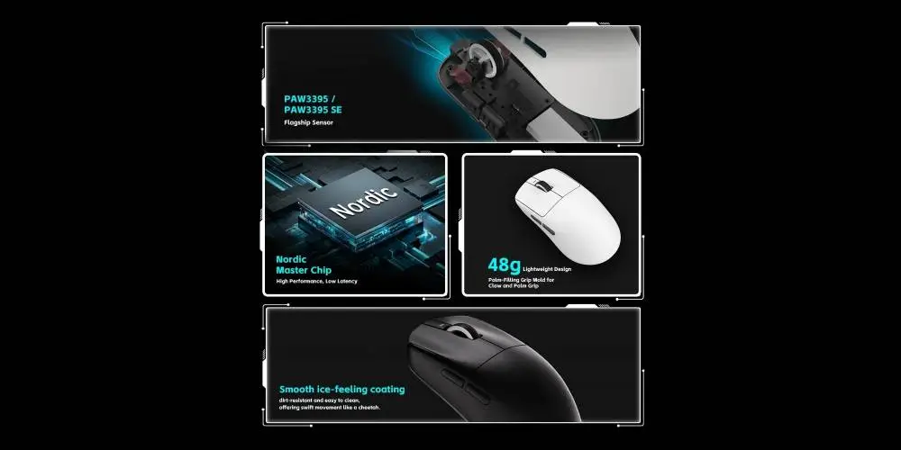 Геймъркса мишка VXE Dragonfly R1 SE+ - Huano Blue Glow V2, White