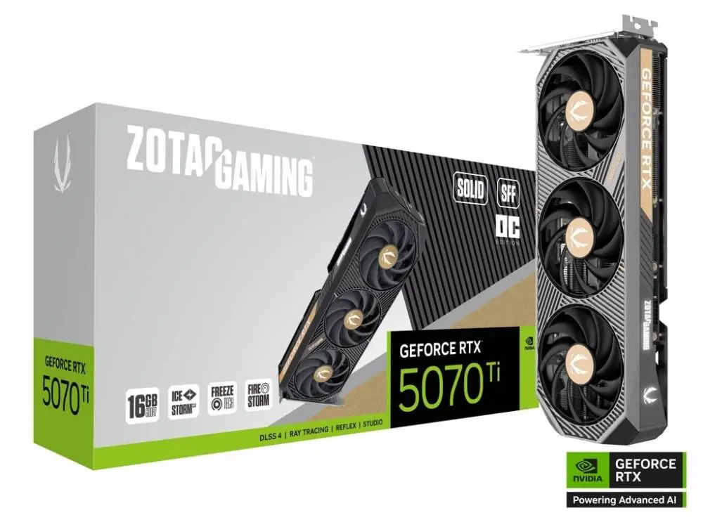 Видео карта ZOTAC GAMING GeForce RTX 5070 Ti SOLID SFF OC - ZT-B50710J3-10P