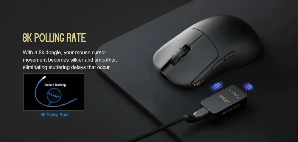 Геймърска мишка Lamzu INCA 8K - Wireless Gaming Mouse - White