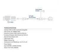 Активен USB удължител ACT AC6063, USB 2.0, UTP до 50 метра, 480 Mbps, Предавателен модул, Приемник и захранващ адаптер
