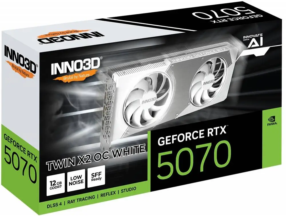 Видео карта Inno3D GeForce RTX 5070 12GB GDDR7 Twin X2 OC White - N50702-12D7X-195064N