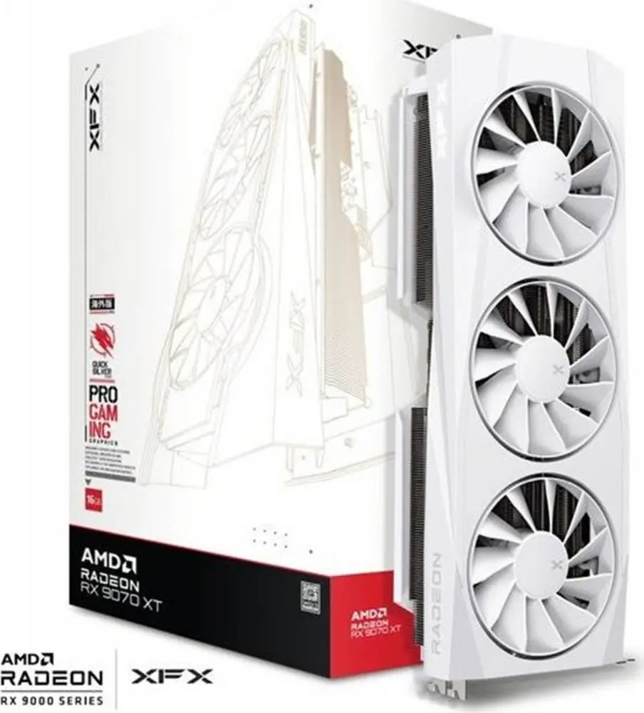 Видео карта XFX Quicksilver Radeon RX 9070 XT White Gaming Edition 16GB - RX-97TQICKW9
