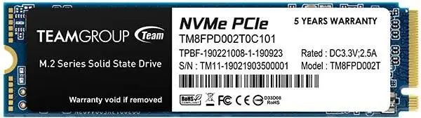 Диск SS Team Group MP33 PRO 2TB M.2 2280 NVMe PCIe 3.0x4 - TM8FPD002T0C101