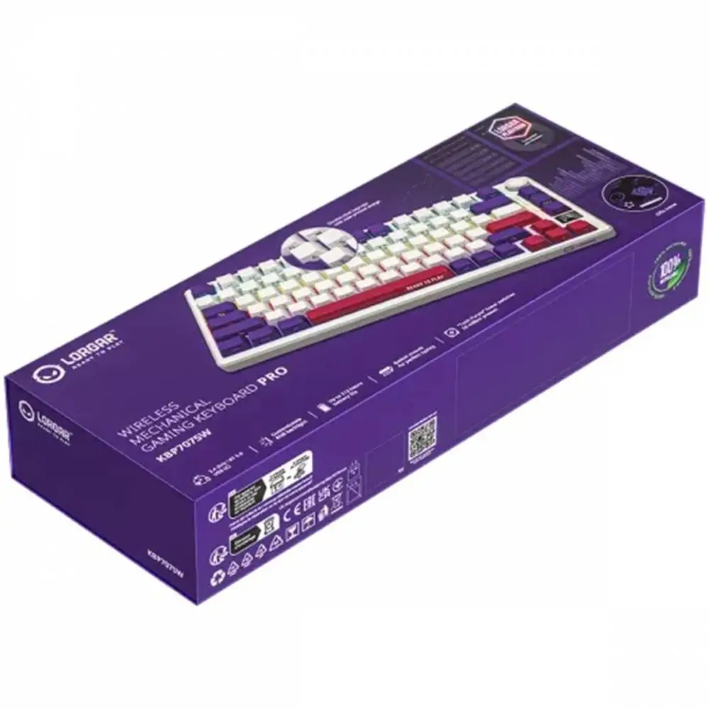 Геймърска клавиатура LORGAR KBP7075W, Wireless 75% Mechanical Gaming Keyboard Pro, White, EN layout
