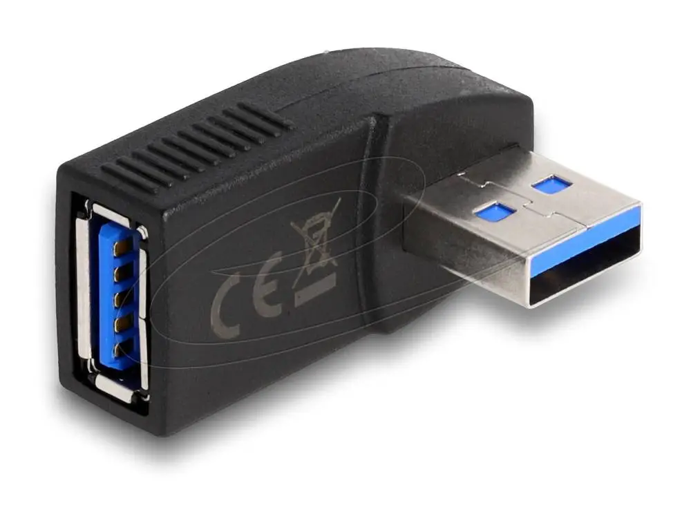 Адаптер Delock USB 3.0 мъжко-женско под ъгъл 270&deg;, хоризонтално