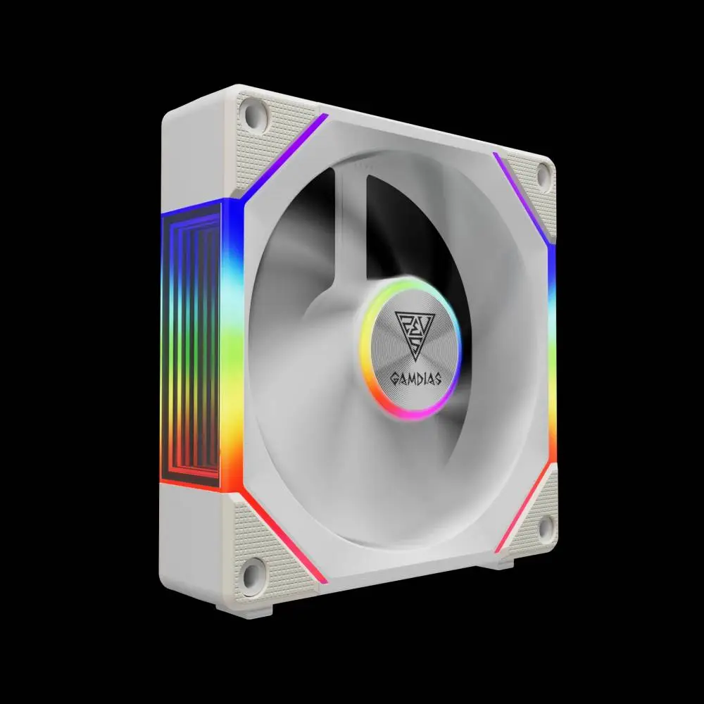 Вентилатори Gamdias AEOLUS P2-1203 White Fan Pack 3x120mm, Swappable Fan Blades (Reverse Fan Blades Included), Daisy-Chain, Infinity Mirror АRGB
