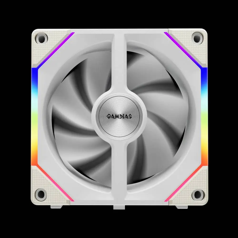 Вентилатори Gamdias AEOLUS P2-1203 White Fan Pack 3x120mm, Swappable Fan Blades (Reverse Fan Blades Included), Daisy-Chain, Infinity Mirror АRGB