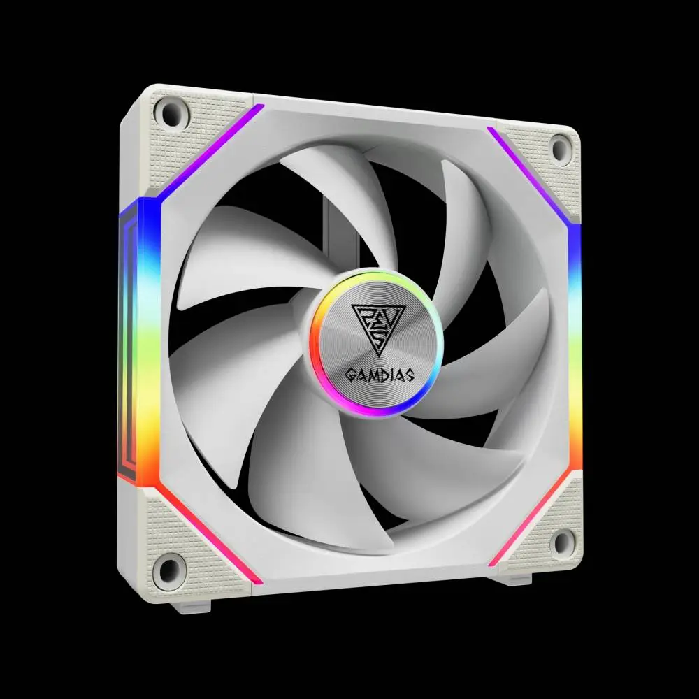 Вентилатори Gamdias AEOLUS P2-1203 White Fan Pack 3x120mm, Swappable Fan Blades (Reverse Fan Blades Included), Daisy-Chain, Infinity Mirror АRGB