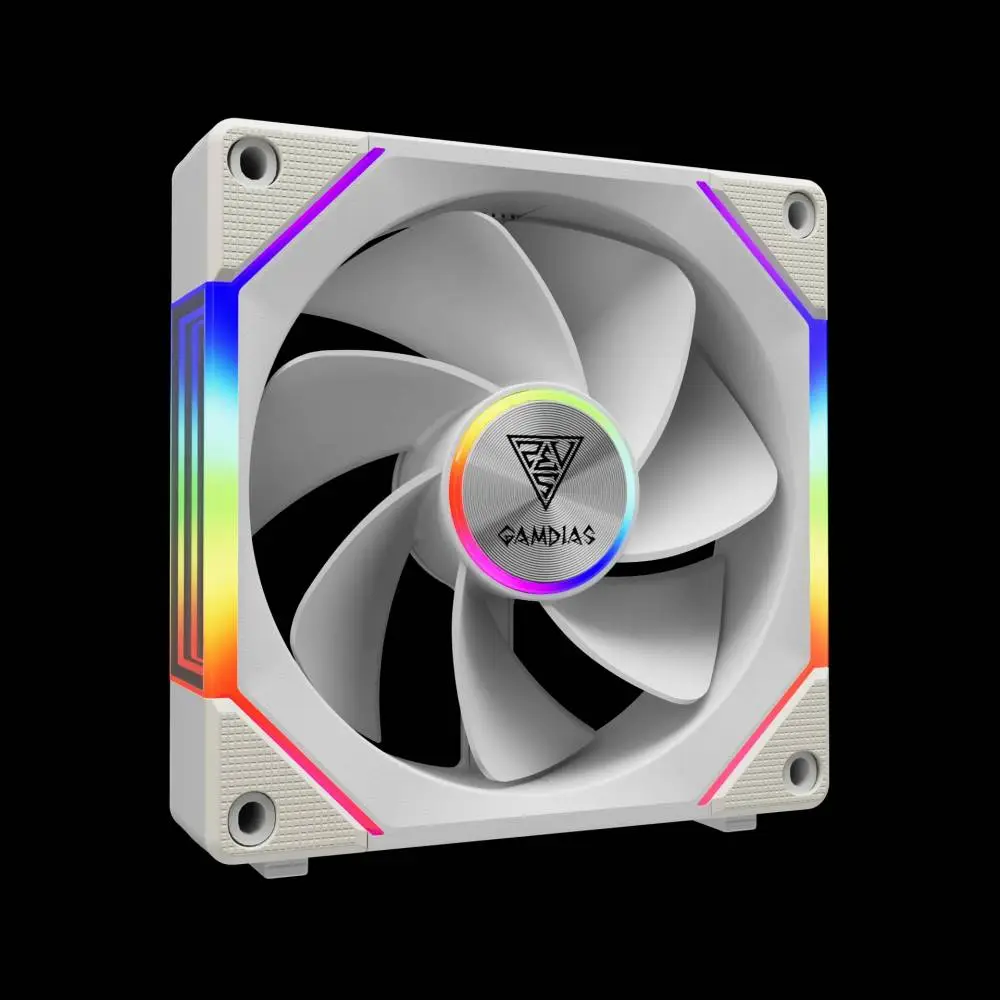 Вентилатори Gamdias AEOLUS P2-1203 White Fan Pack 3x120mm, Swappable Fan Blades (Reverse Fan Blades Included), Daisy-Chain, Infinity Mirror АRGB