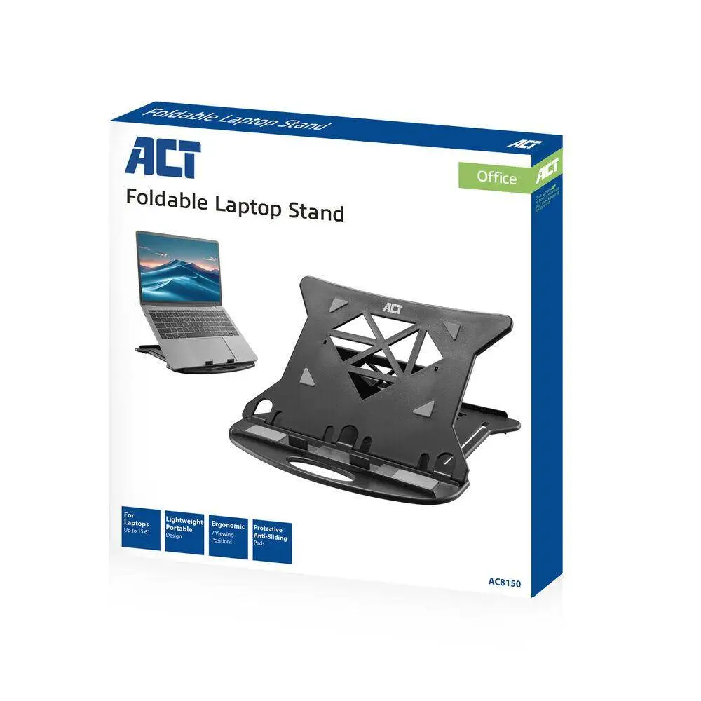 Сгъваема лека поставка за лаптоп ACT AC8150, 7 позиции, Черен