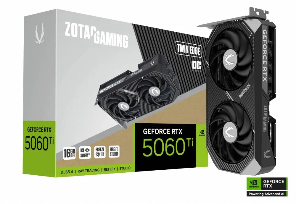 Видео карта ZOTAC GAMING RTX 5060 Ti Twin Edge OC 16GB GDDR7 - ZT-B50620H-10M