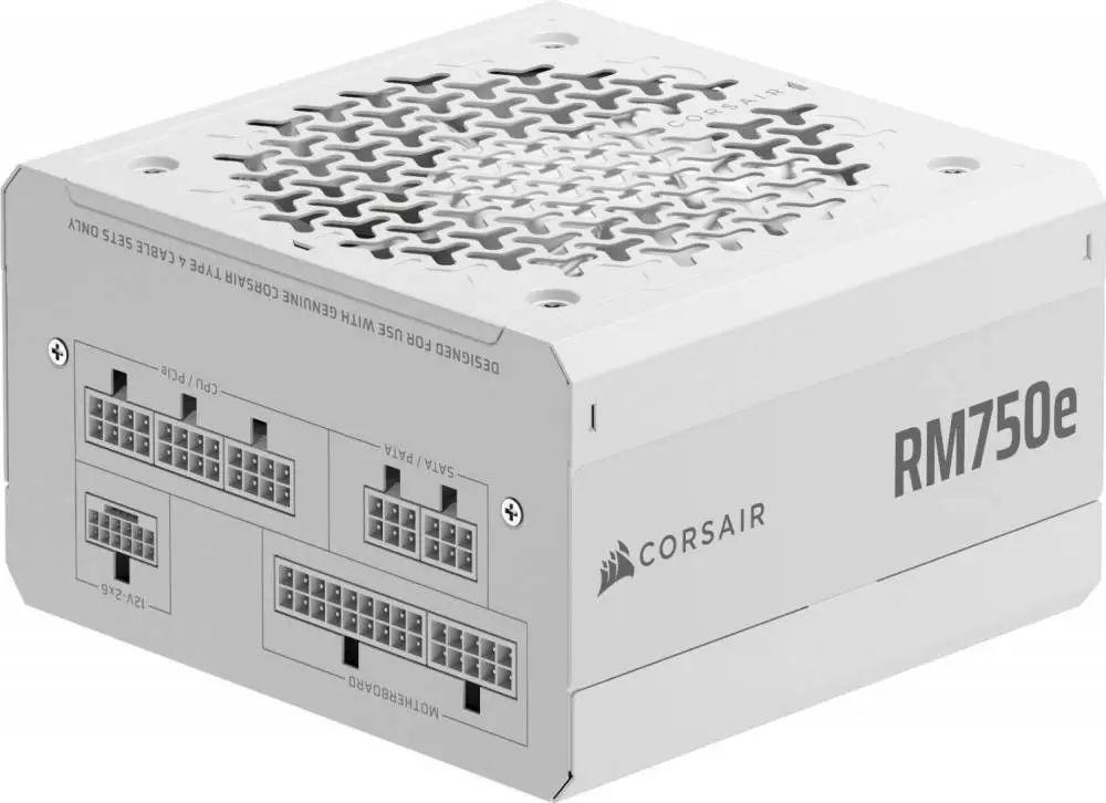 Захранване Corsair RM750e 2025 750W White 80 Plus Gold ATX 3.1, PCIe 5.1, Cybenetics Gold, Fully Modular PSU - CP-9020292-EU