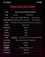 Геймърска механична клавиатура ATK RS6 Ultra - 8K, TTC RGB Magneto [Linear] - Night Hunter