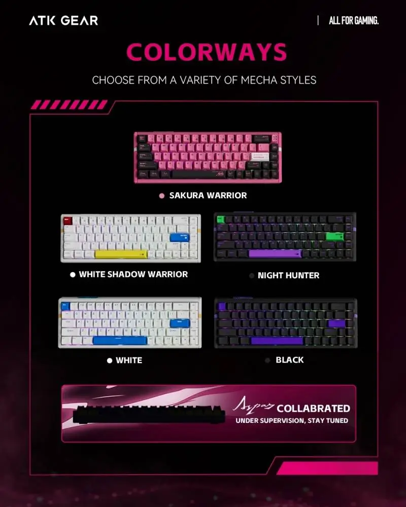 Геймърска механична клавиатура ATK RS6 Ultra - 8K, TTC RGB Magneto [Linear] - Night Hunter