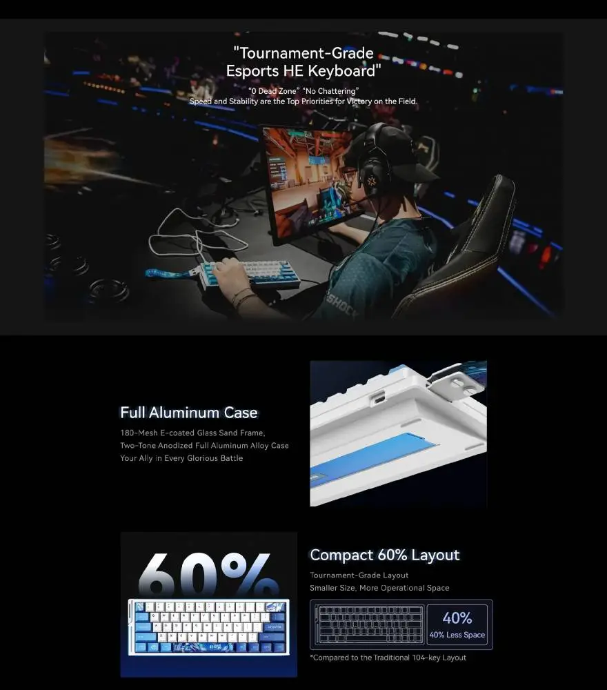Геймърска механична клавиатура ATK EDGE 60 HE Leviatan - 8K, TTC RGB Magneto Switches