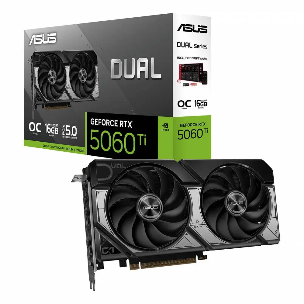 Видео карта ASUS Dual GeForce RTX 5060 Ti 16GB GDDR7 OC Edition - 90YV0MH0-M0NA00
