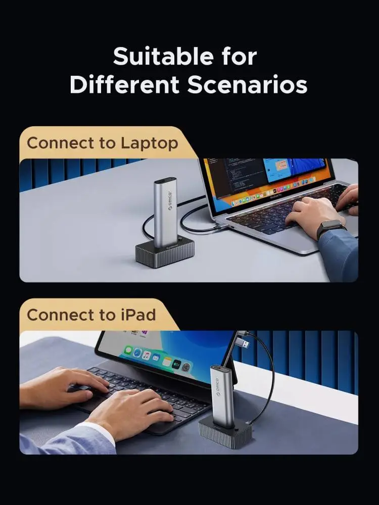 Orico външна кутия за диск/докинг станция Storage - Case/Docking Station - M.2 NVMe/NGFF - IT18C3-GY