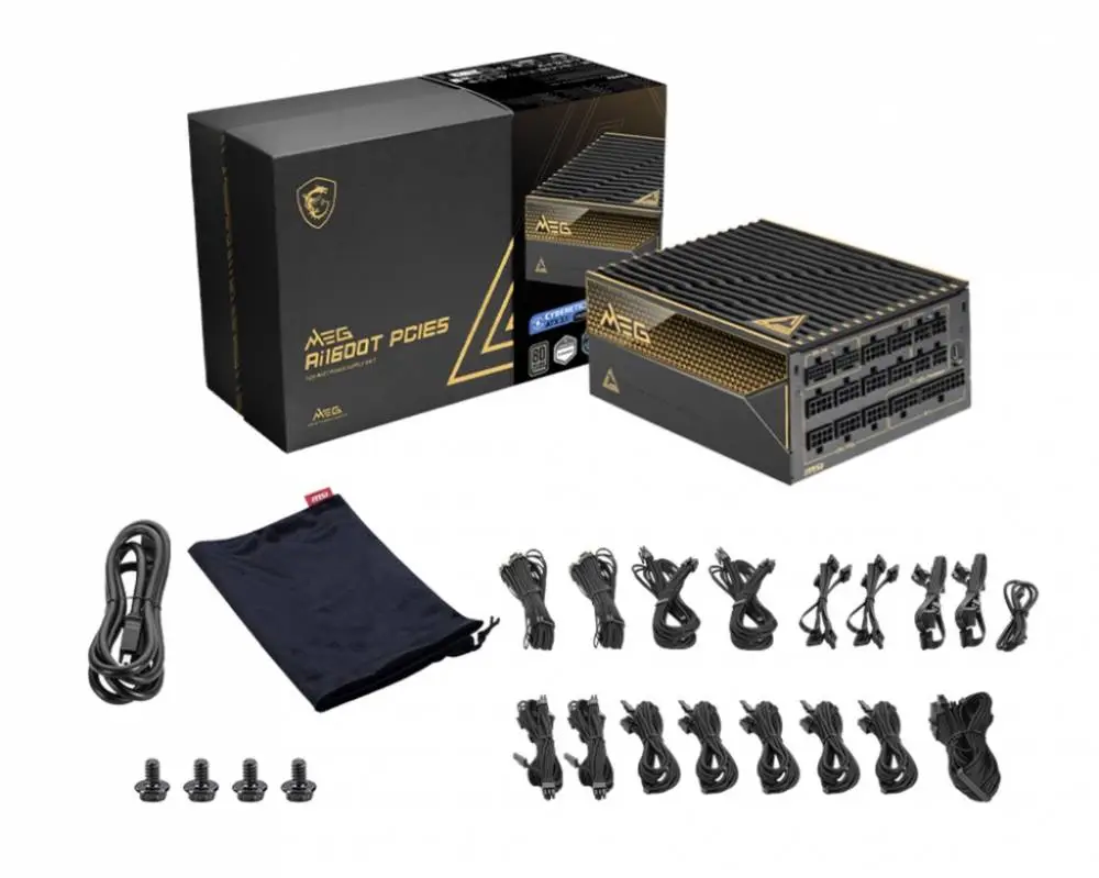 Захранване MSI MEG AI1600T PCIE5 1600W 80 Plus Titanium PSU ATX 3.1