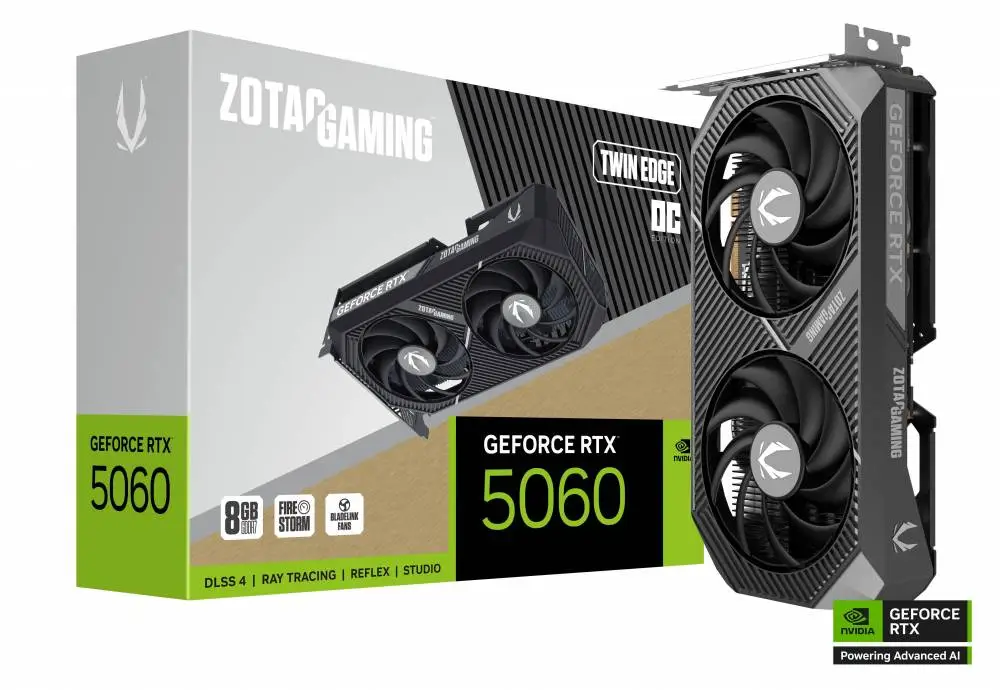 Видео карта ZOTAC GAMING GeForce RTX 5060 Twin Edge OC 8GB GDDR7 - ZT-B50600H-10M