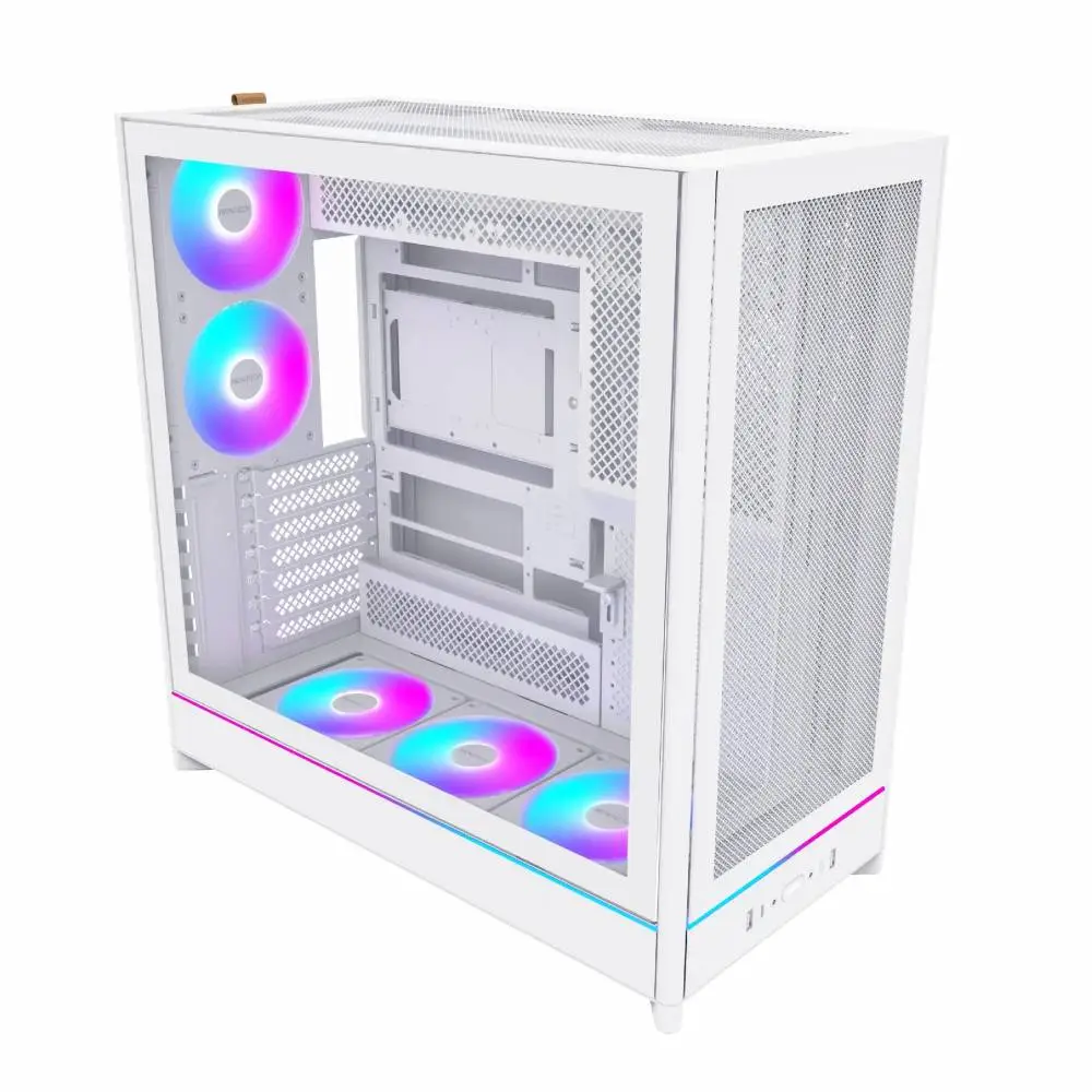 Кутия Montech HS01 PRO (W) Case ATX 5 x 120 mm ARGB Fans, USB-C, White