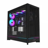 Кутия Montech HS01 PRO (W) Case ATX 5 x 120 mm ARGB Fans, USB-C, Black