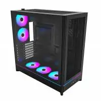Кутия Montech HS01 PRO (W) Case ATX 5 x 120 mm ARGB Fans, USB-C, Black