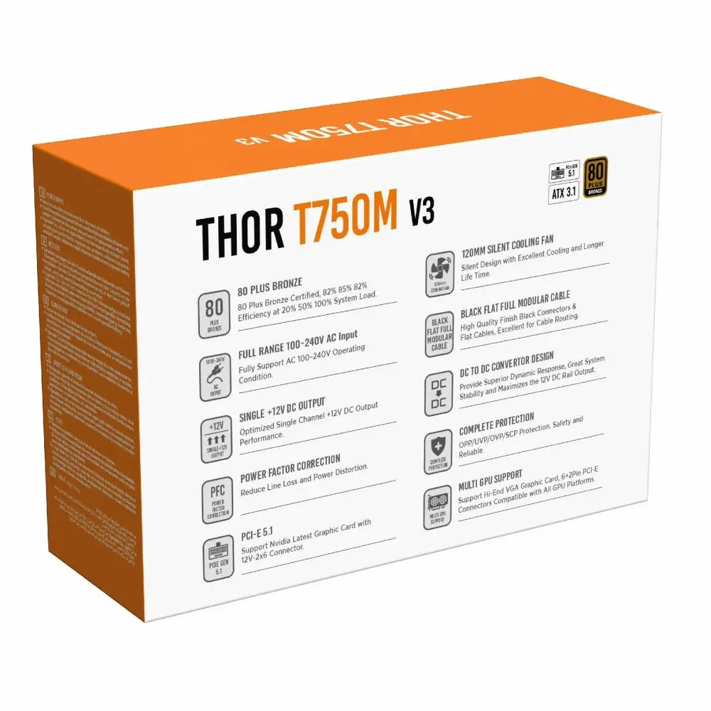 Захранване Xigmatek Thor T750M V3 750W 80 Plus Bronze PSU ATX 3.1 - EN43291