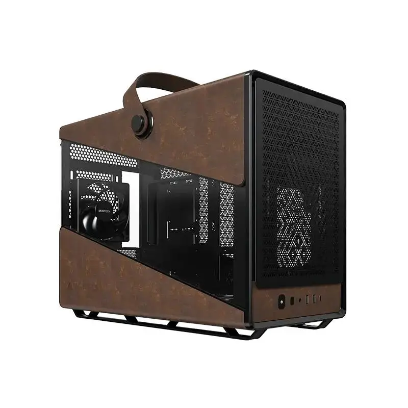 Кутия Montech Heritage PRO Black USB-C, Leather, 4 x 120 mm Fans