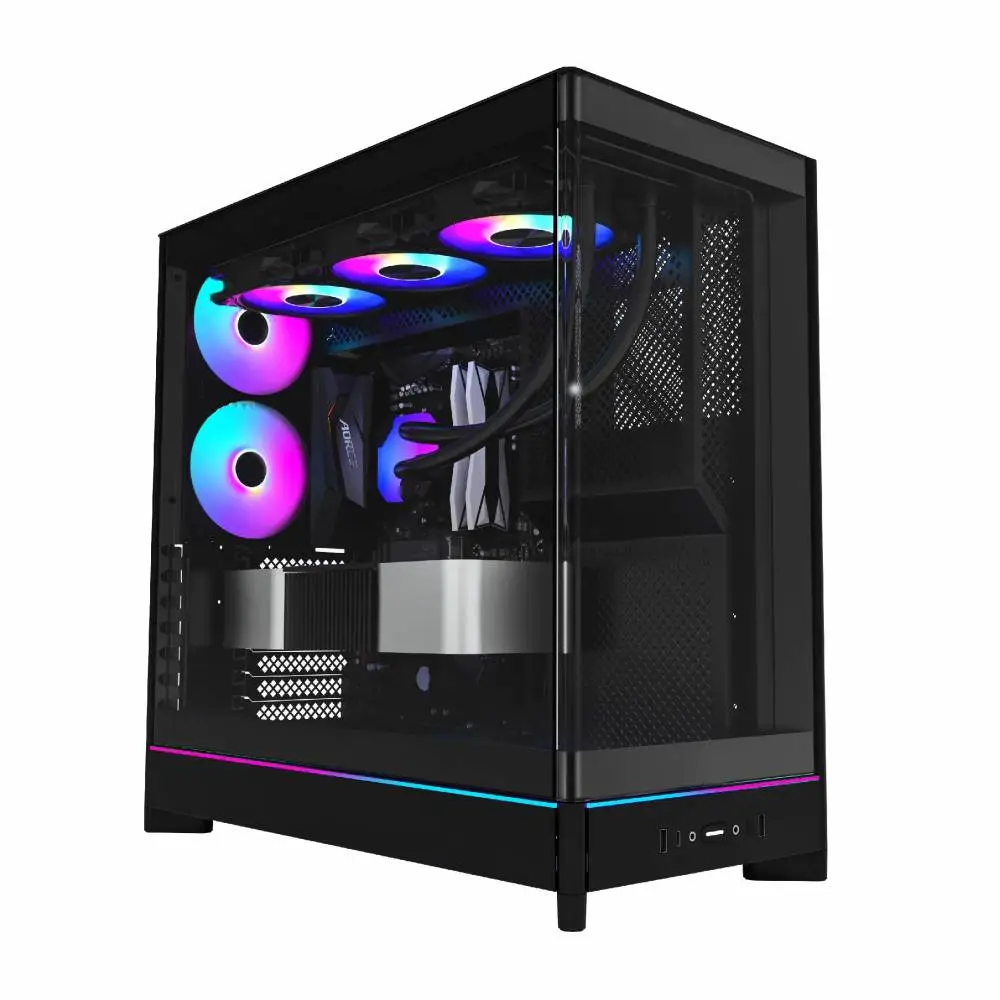 Кутия Montech HS02 PRO (B) Case ATX 5 x 120 mm ARGB Fans, USB-C, Black