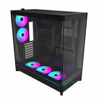 Кутия Montech HS02 PRO (B) Case ATX 5 x 120 mm ARGB Fans, USB-C, Black
