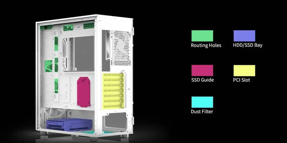 Кутия Zalman i3 NEO ARGB White Case ATX Mesh, aRGB, Tempered Glass
