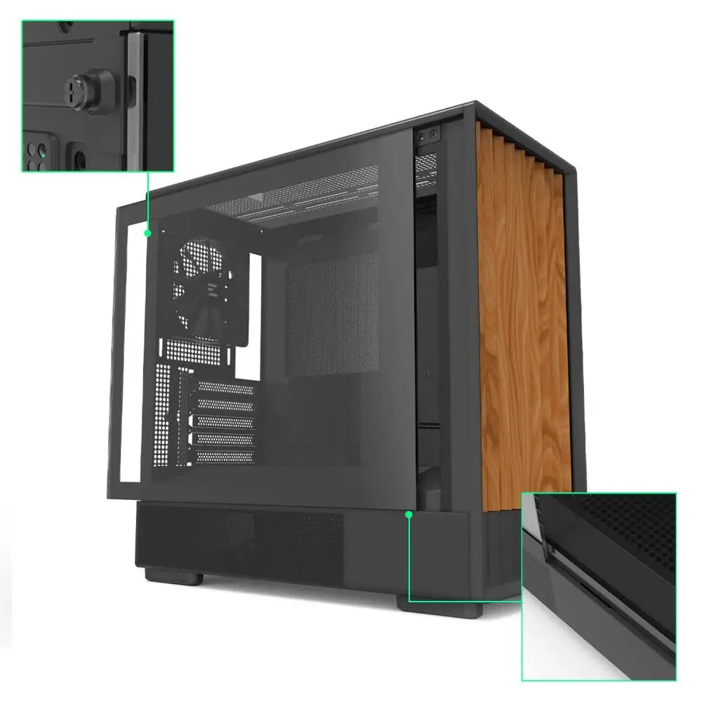 Кутия Zalman P10 NAMU BLACK Case mATX, Wood, USB-C