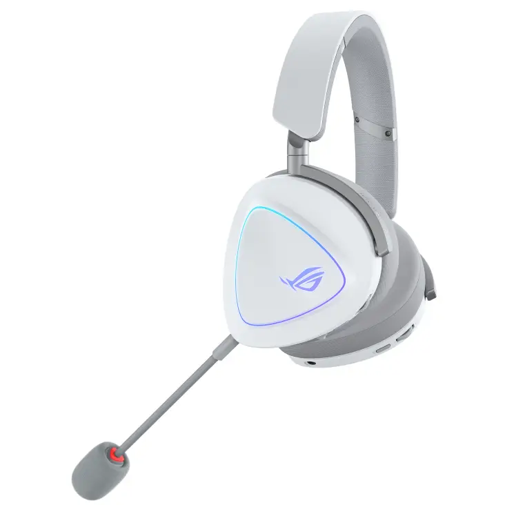 Геймърски безжични слушалки ASUS ROG Delta II White - USB-C, Aura Sync RGB