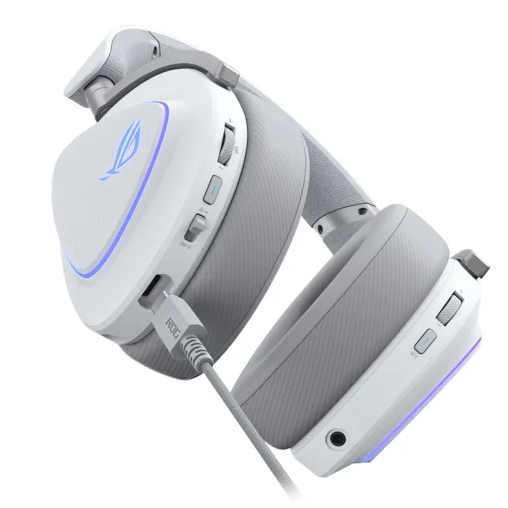 Геймърски безжични слушалки ASUS ROG Delta II White - USB-C, Aura Sync RGB