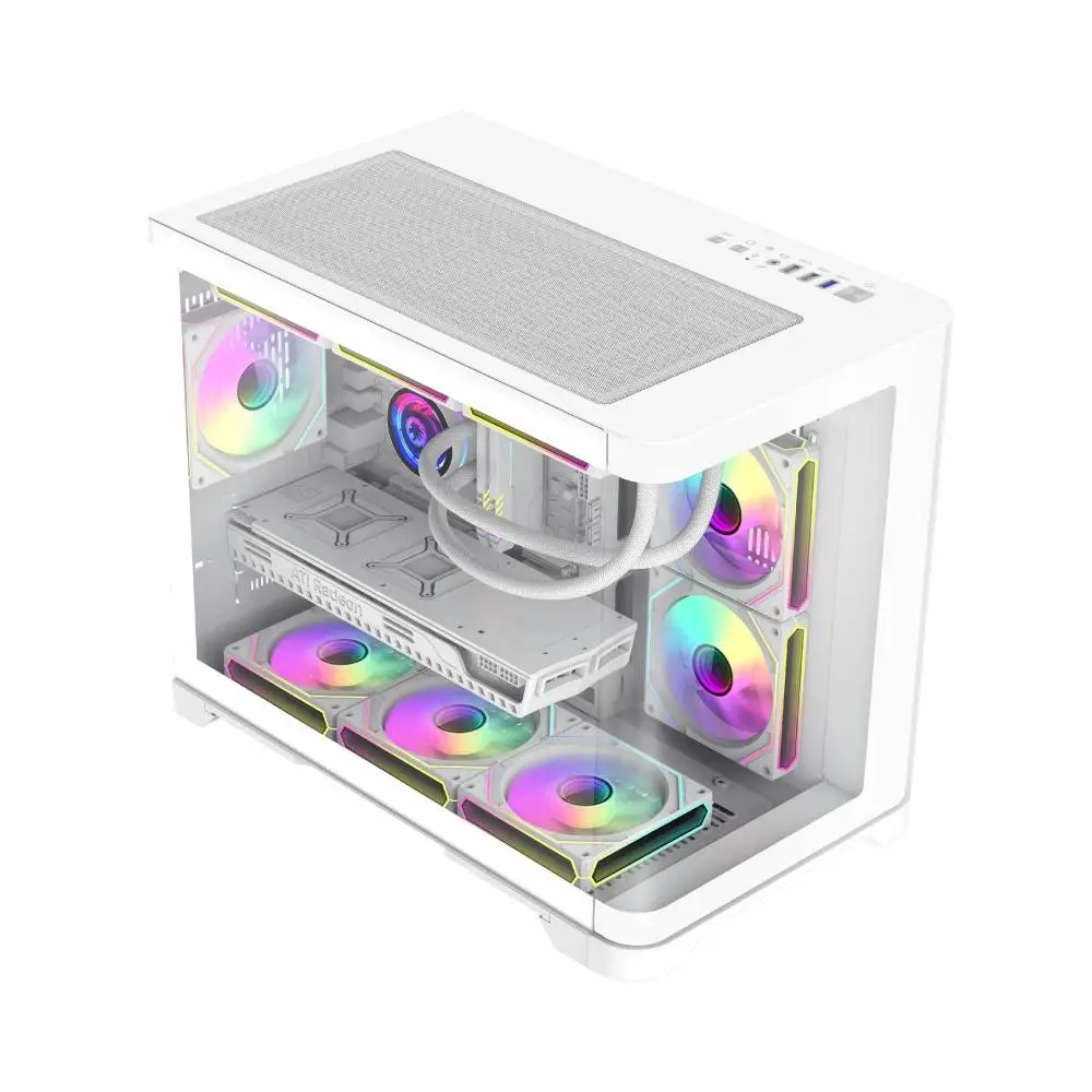 Кутия Gamemax HYPE-M White Case mATX 3 x 120 mm Addressable RGB fans