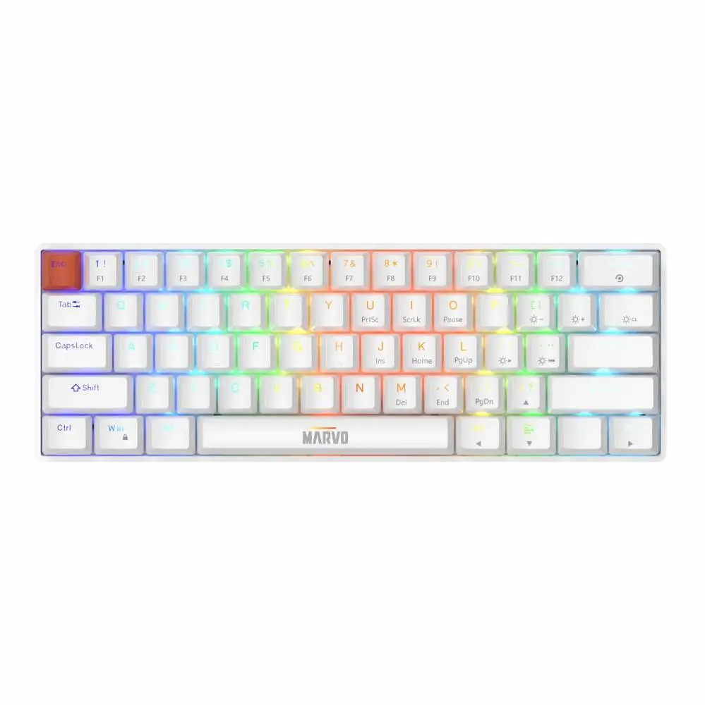 Геймърска механична клавиатура Marvo Saber 61 KG933G White - 61 keys, Red Switches [Linear]