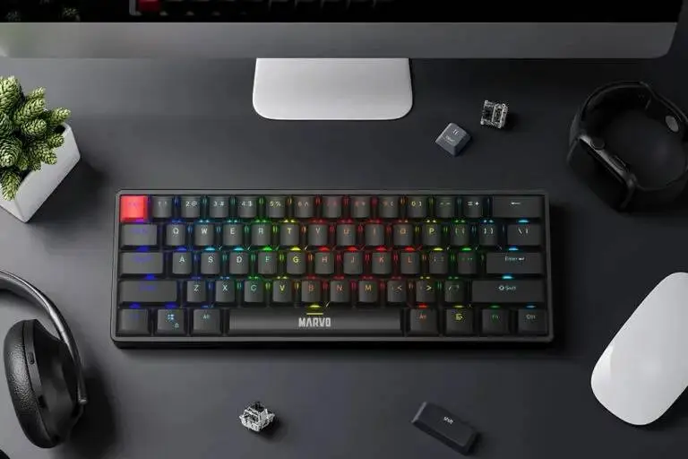 Геймърска механична клавиатура Marvo Saber 61 KG933G White - 61 keys, Red Switches [Linear]